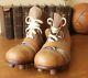 Antique The Bbc Brown Leather Football Boots. Old Vintage Soccer Cleats C1910