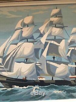 Antique USS CONSTITUTION Old AMERICAN FRIGATE Ship NAVY Seascape Oil PAINTING