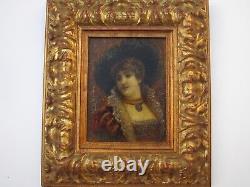 Antique Unusual Portrait Painting 19th Century Female Woman Model Vintage Old