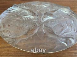 Antique Verlys Oval Glass Fish Plate Art Deco Serveware Dish Decor Rare Old 20th