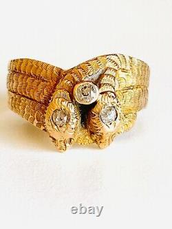 Antique Victorian 14k Snake Serpent Old European Diamond Ring Vintage Art Deco