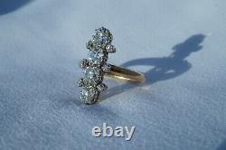 Antique Victorian French 18K gold old cushion cut diamonds ring #92