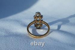 Antique Victorian French 18K gold old cushion cut diamonds ring #92