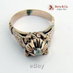 Antique Victorian Old Mine Cut Diamond Ring 14 K Rose Gold