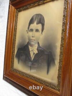 Antique Victorian Picture Frame Vintage Picture Of Kid Late 1800s early 1900s
