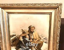 Antique Vintage 1899 COSSACK&PEASANT PAINTING Oil/Canvas Signed Gramlich Old