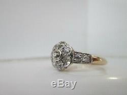 Antique Vintage 18ct Platinum. 90ct Old European Cut Diamond Daisy Cluster Ring