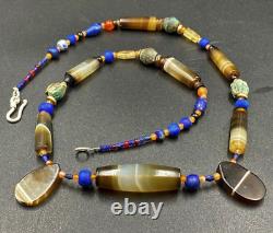 Antique Vintage Banded Agate Old Beads Necklace