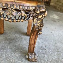 Antique Vintage Chinese Asian Marble Claw Foot Rest Table Heavy Old Stand