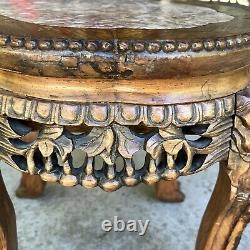 Antique Vintage Chinese Asian Marble Claw Foot Rest Table Heavy Old Stand