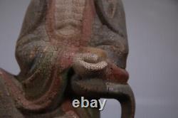 Antique Vintage Chinese Old Wood Carved Painted Arhat Buddha Statue Sculpture