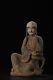 Antique Vintage Chinese Old Wood Carving Painted Long Eyebrows Buddha Statue