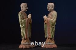 Antique Vintage Chinese Old Wood Wooden Carved Painted Buddha Statue Sculpture