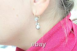 Antique Vintage Dangle Diamond Earrings 14K White Gold Old Victorian Jewelry