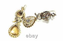 Antique Vintage Diamond Dangle/Drop Earrings Yellow Gold Victorian Old Jewelry
