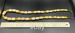 Antique Vintage Gems Jewelry White Coral Yellow Glass Trade Old Beads Strand Lot