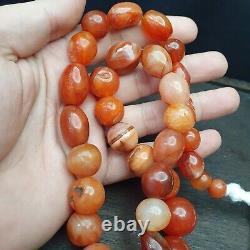 Antique Vintage Himalayan African Afghan Carnelian Agate Old Bead Necklace