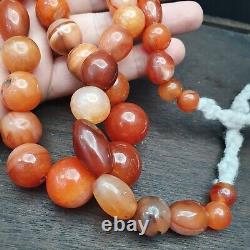 Antique Vintage Himalayan African Afghan Carnelian Agate Old Bead Necklace