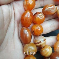 Antique Vintage Himalayan African Afghan Carnelian Agate Old Bead Necklace