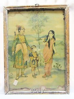 Antique Vintage Hindu Religious Sita & King in Jungle Old Lithograph Rare Print