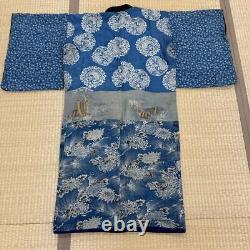 Antique Vintage Japan BORO Old Japanese Indigo Silk Kimono Patches L1.2m/47.6