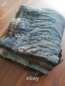 Antique Vintage Japanese Boro Old Rag Cloth Patch Indigo Tohoku region of Japan
