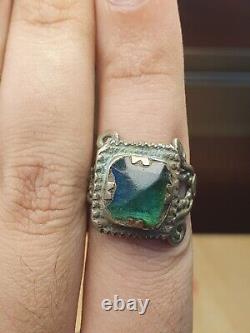 Antique Vintage Middle Eastern Ring With Old Green Fluorite Stone