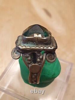 Antique Vintage Middle Eastern Ring With Old Green Fluorite Stone