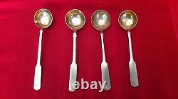 Antique Vintage Old 1920s Solid Bronze Kitchen Cutlery Table Spoon 4 Pcs Rare A7