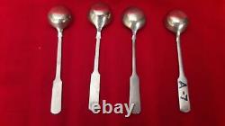 Antique Vintage Old 1920s Solid Bronze Kitchen Cutlery Table Spoon 4 Pcs Rare A7