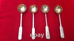 Antique Vintage Old 1920s Solid Bronze Kitchen Cutlery Table Spoon 4 Pcs Rare A7