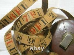 Antique Vintage Old 35 Feet Tape Measure Genuine Leather Tool Builders London