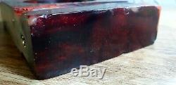 Antique Vintage Old Amber Bakelite Stardust Faturan Cherry Beads Block 242 gr