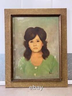 Antique Vintage Old Asian Filipino Modern Portrait Oil Painting, Amorsolo