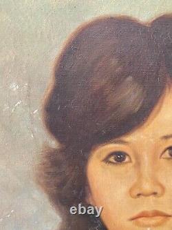 Antique Vintage Old Asian Filipino Modern Portrait Oil Painting, Amorsolo