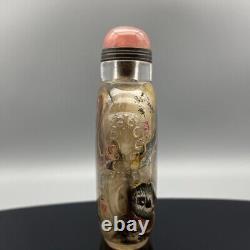 Antique Vintage Old Beijing Glaze Inside Painting Dragon Phoenix Snuff Bottle