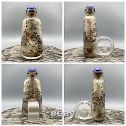 Antique Vintage Old Beijing Glaze Inside Painting Landscape Nicely Snuff Bottle