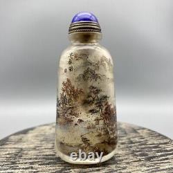 Antique Vintage Old Beijing Glaze Inside Painting Landscape Nicely Snuff Bottle