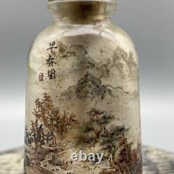 Antique Vintage Old Beijing Glaze Inside Painting Landscape Nicely Snuff Bottle