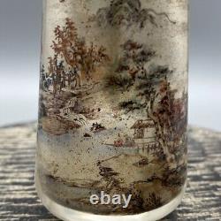 Antique Vintage Old Beijing Glaze Inside Painting Landscape Nicely Snuff Bottle