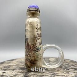 Antique Vintage Old Beijing Glaze Inside Painting Landscape Nicely Snuff Bottle