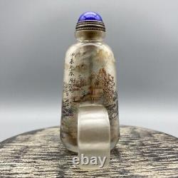 Antique Vintage Old Beijing Glaze Inside Painting Landscape Nicely Snuff Bottle