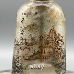 Antique Vintage Old Beijing Glaze Inside Painting Landscape Nicely Snuff Bottle