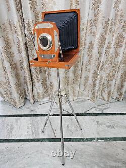Antique Vintage Old Camera With Metal Tripod Stand Collectible Decorative Gift