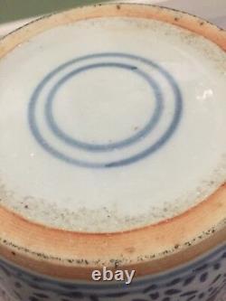 Antique Vintage Old Chinese Blue White Porcelain Pottery Jar