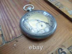 Antique Vintage Old Deco Longines 17.25 Pocket Watch 2 Tone Dial
