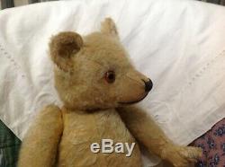 Antique Vintage Old Early Chiltern Teddy Bear Horn Shaped Straw Nose C1920s
