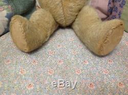 Antique Vintage Old Early Chiltern Teddy Bear Horn Shaped Straw Nose C1920s