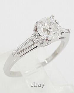 Antique Vintage Old European Cut Diamond 3-Stone Platinum Engagement Ring 1.31ct