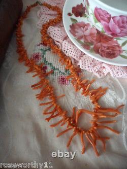 Antique Vintage Old Genuine Branch Coral Victorian Necklace Jewellery Jewelry